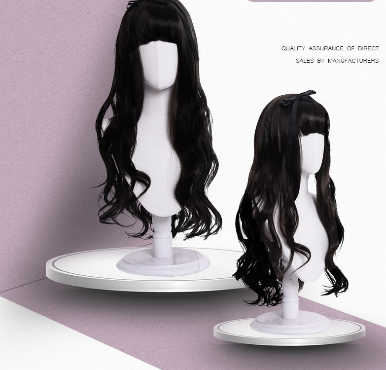 Long roll wig air bangs wig