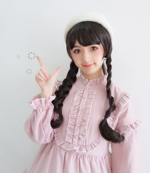 Long roll wig air bangs wig