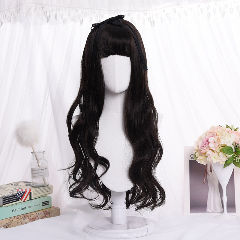 Long roll wig air bangs wig
